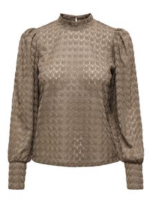 ONLY Lace top with volume sleeves -Walnut - 15268408