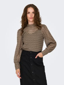 ONLY Lace top with volume sleeves -Walnut - 15268408