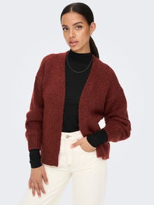 ONLY Solid colored Knitted Cardigan -Burnt Henna - 15268468