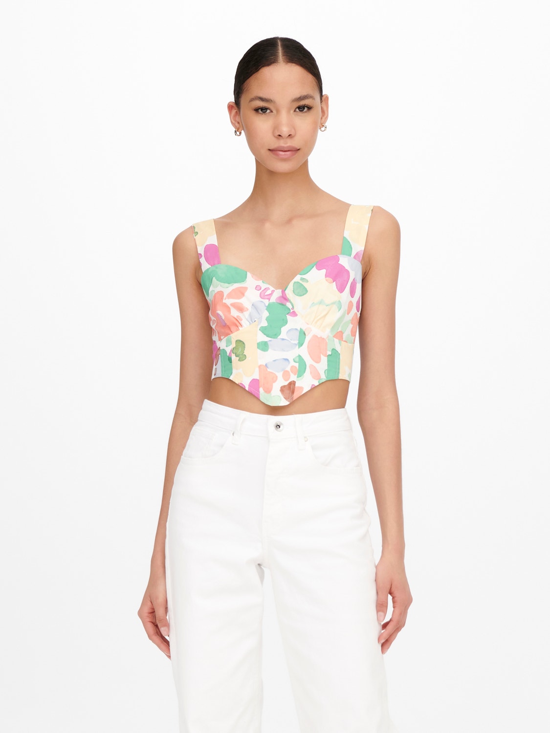 ONLY Cropped V-Hals Top -White - 15268500