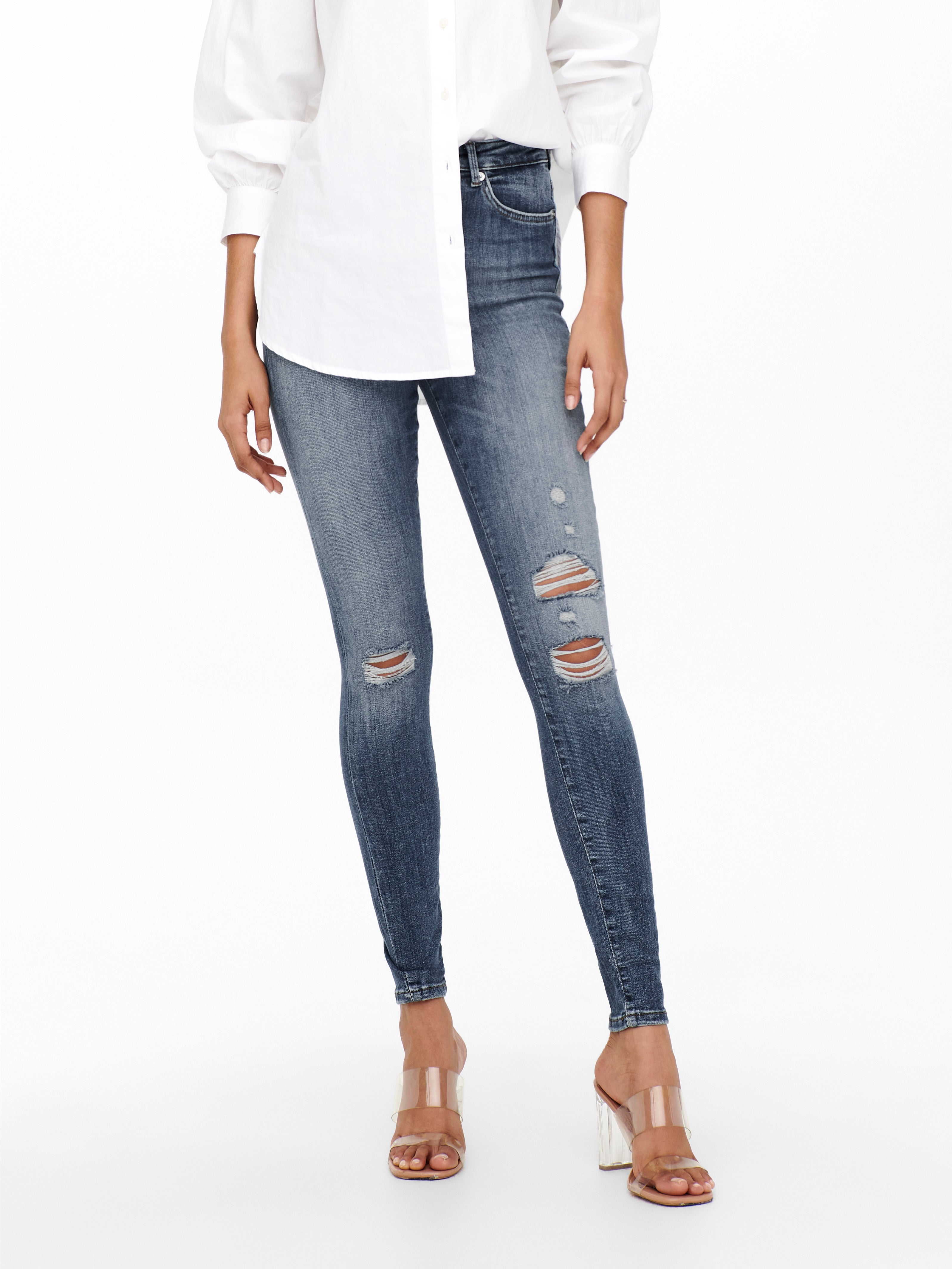 DAMEN Jeans Jegging & Skinny & Slim Ripped Rabatt 75 % NoName Jegging & Skinny & Slim Dunkelblau M 