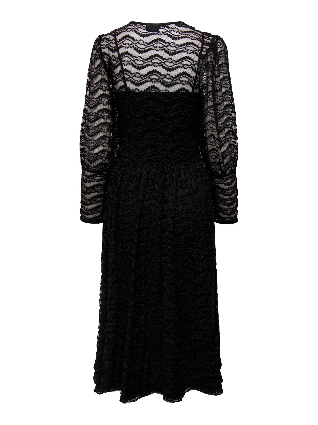 ONLY Normal geschnitten Rundhals Langes Kleid -Black - 15268611