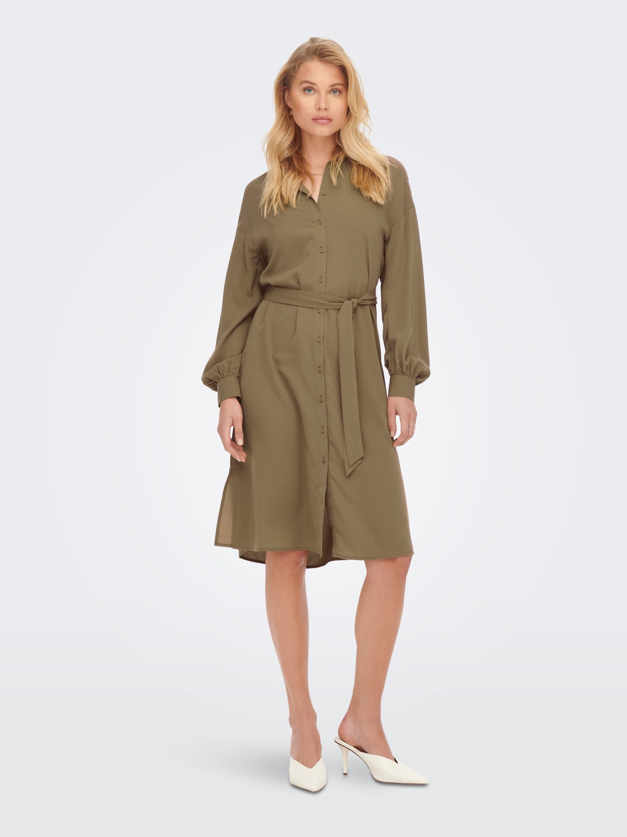 ONLY Regular fit Overhemd kraag Korte jurk -Toasted Coconut - 15268689