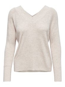 ONLY V-neck Knitted Pullover -Pumice Stone - 15268801