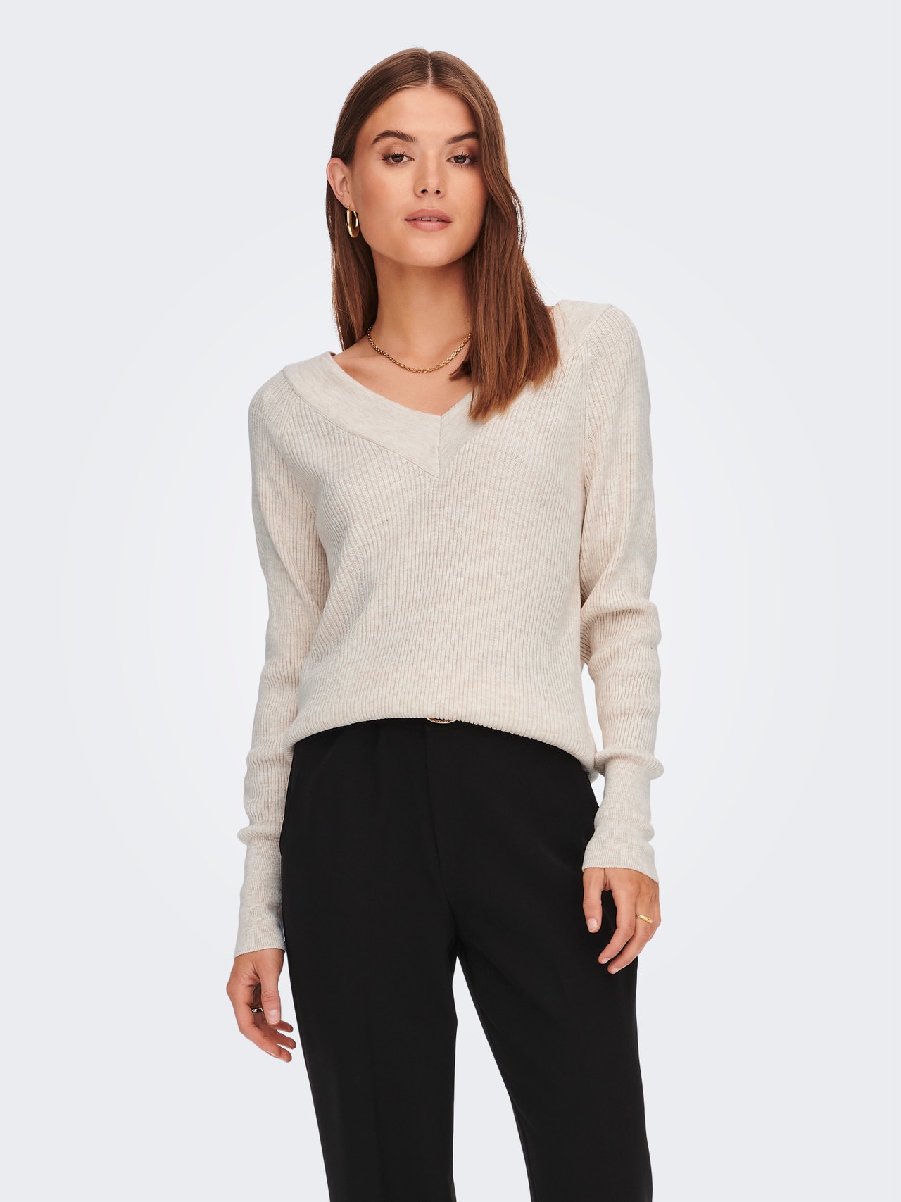 ONLY Pull-overs Col en V -Pumice Stone - 15268801