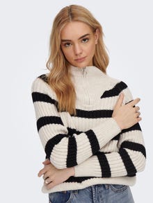 ONLY Highneck zip Knitted Pullover -Birch - 15268818