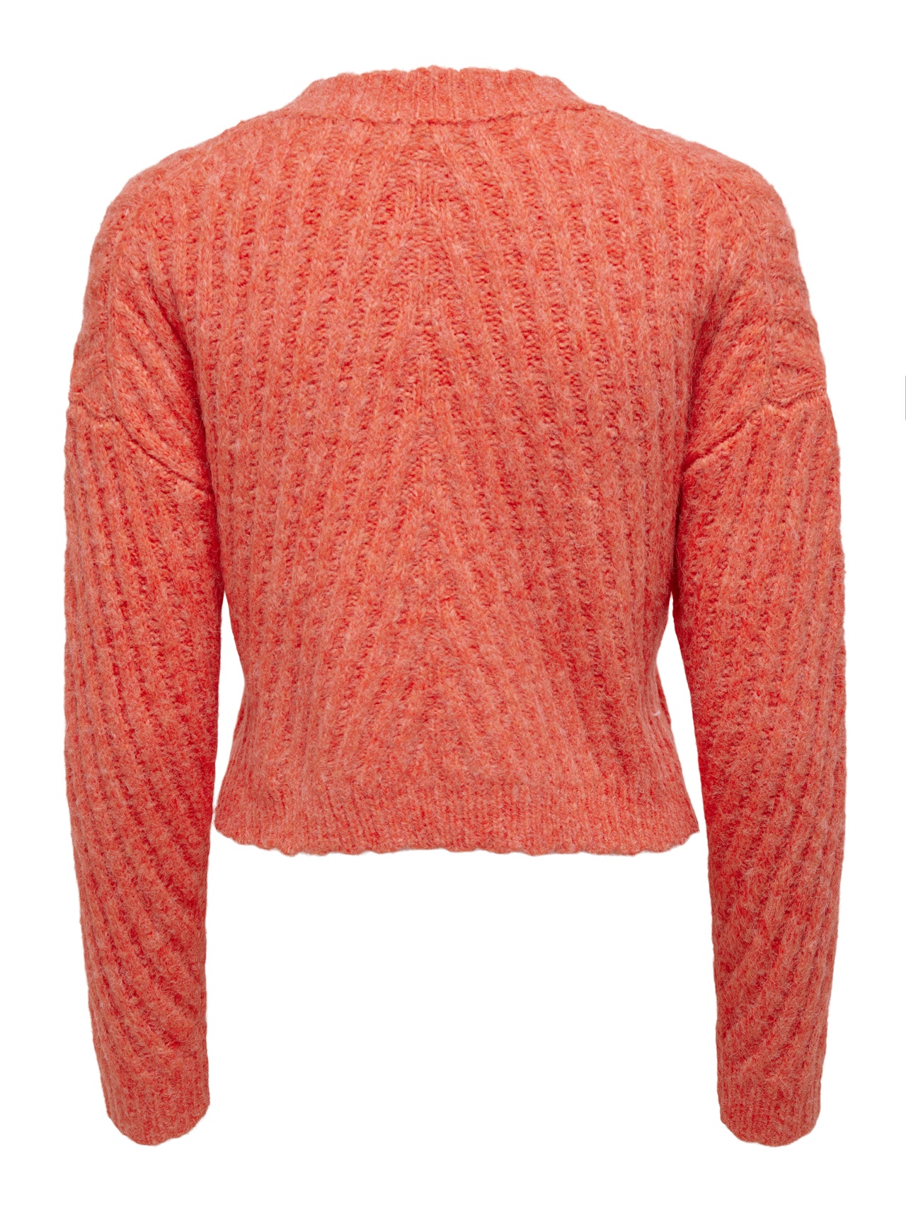ONLY O-neck knitted pullover -Persimmon Orange - 15269070