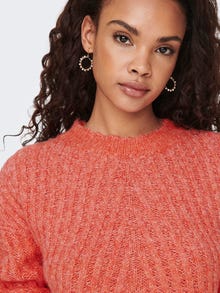 ONLY O-neck knitted pullover -Persimmon Orange - 15269070