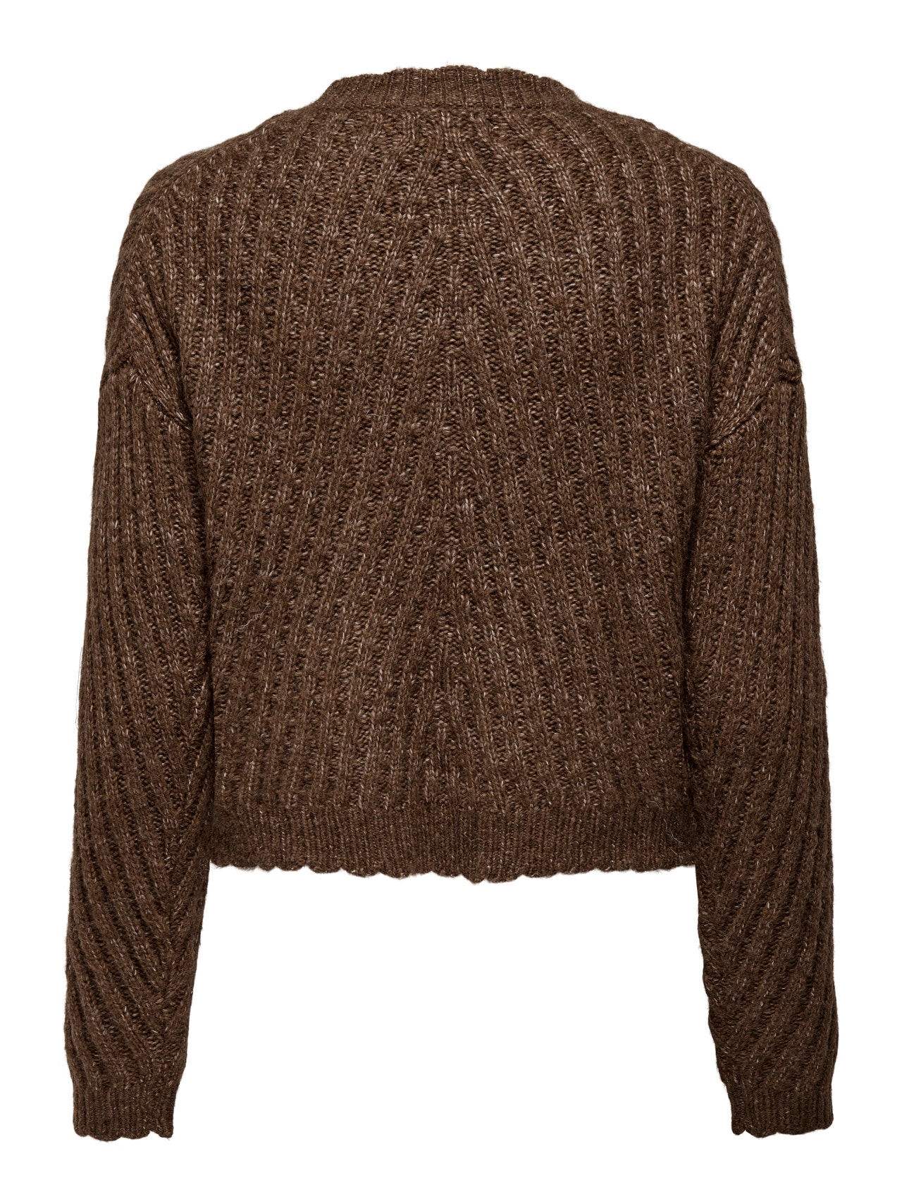 ONLY O-neck knitted pullover -Potting Soil - 15269070