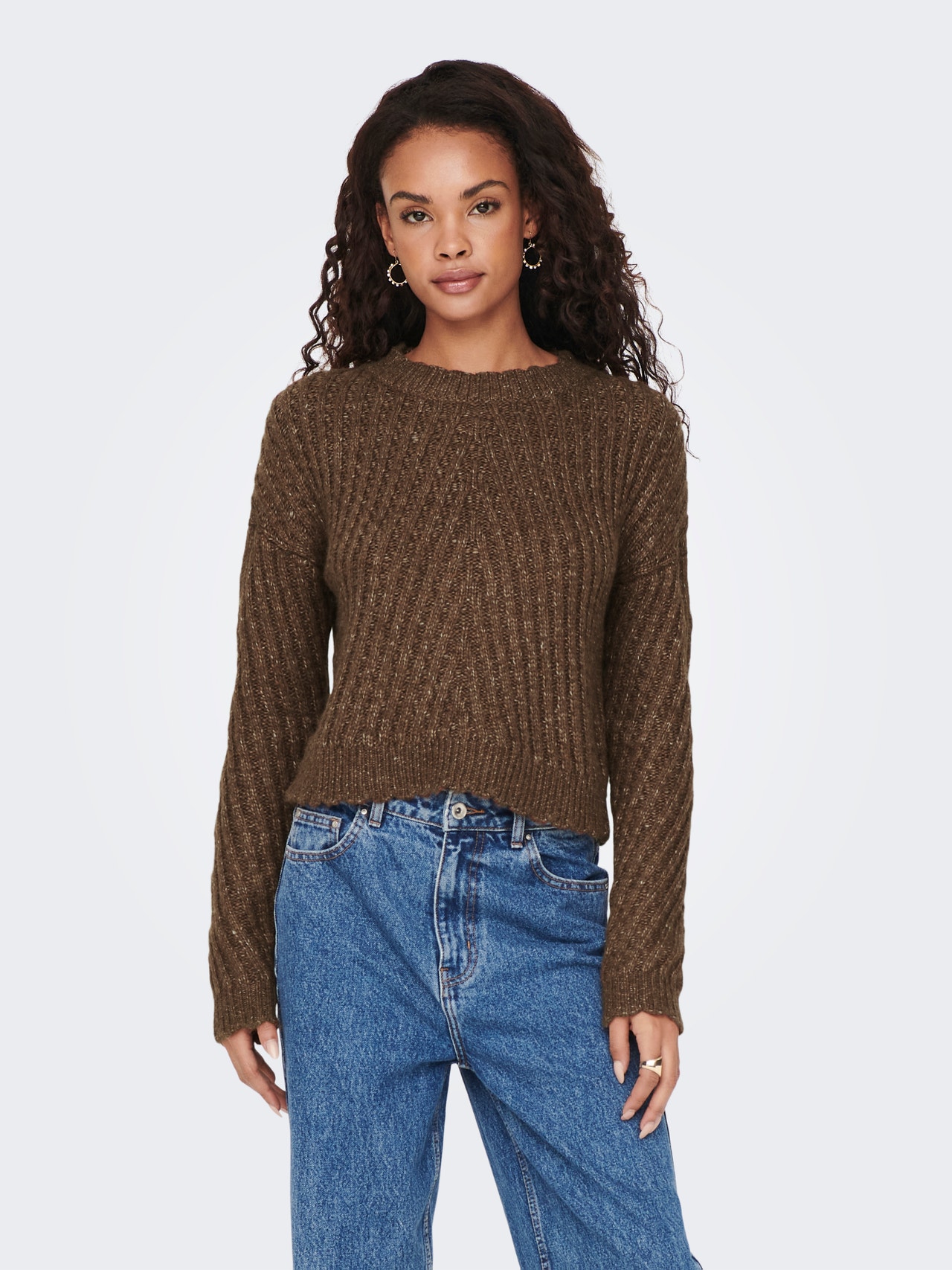 ONLY Round Neck Pullover -Potting Soil - 15269070