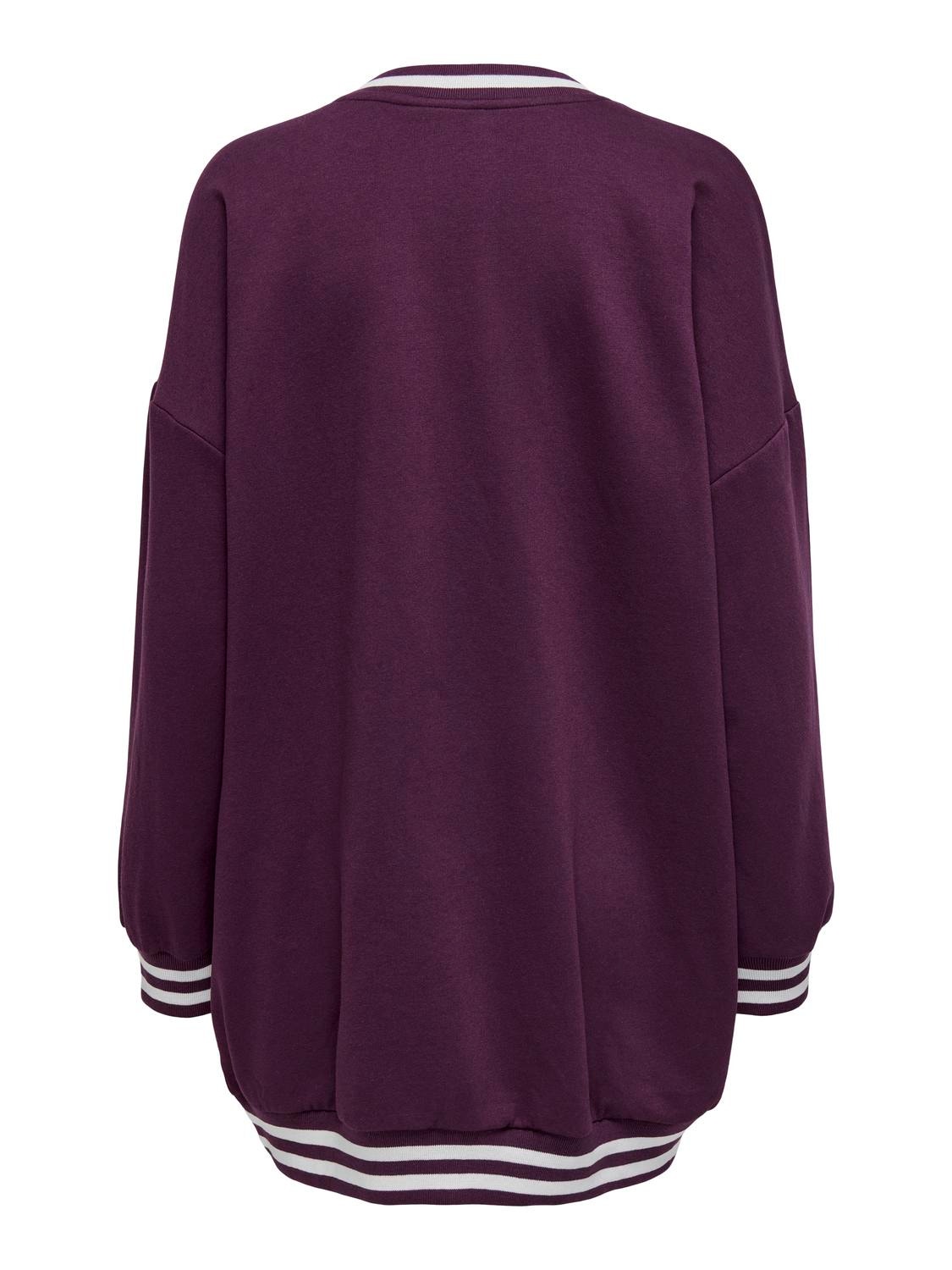 ONLY v-hals lang sweatshirt -Italian Plum - 15269199