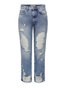 ONLY Jeans Straight Fit Taille haute -Light Blue Denim - 15269228