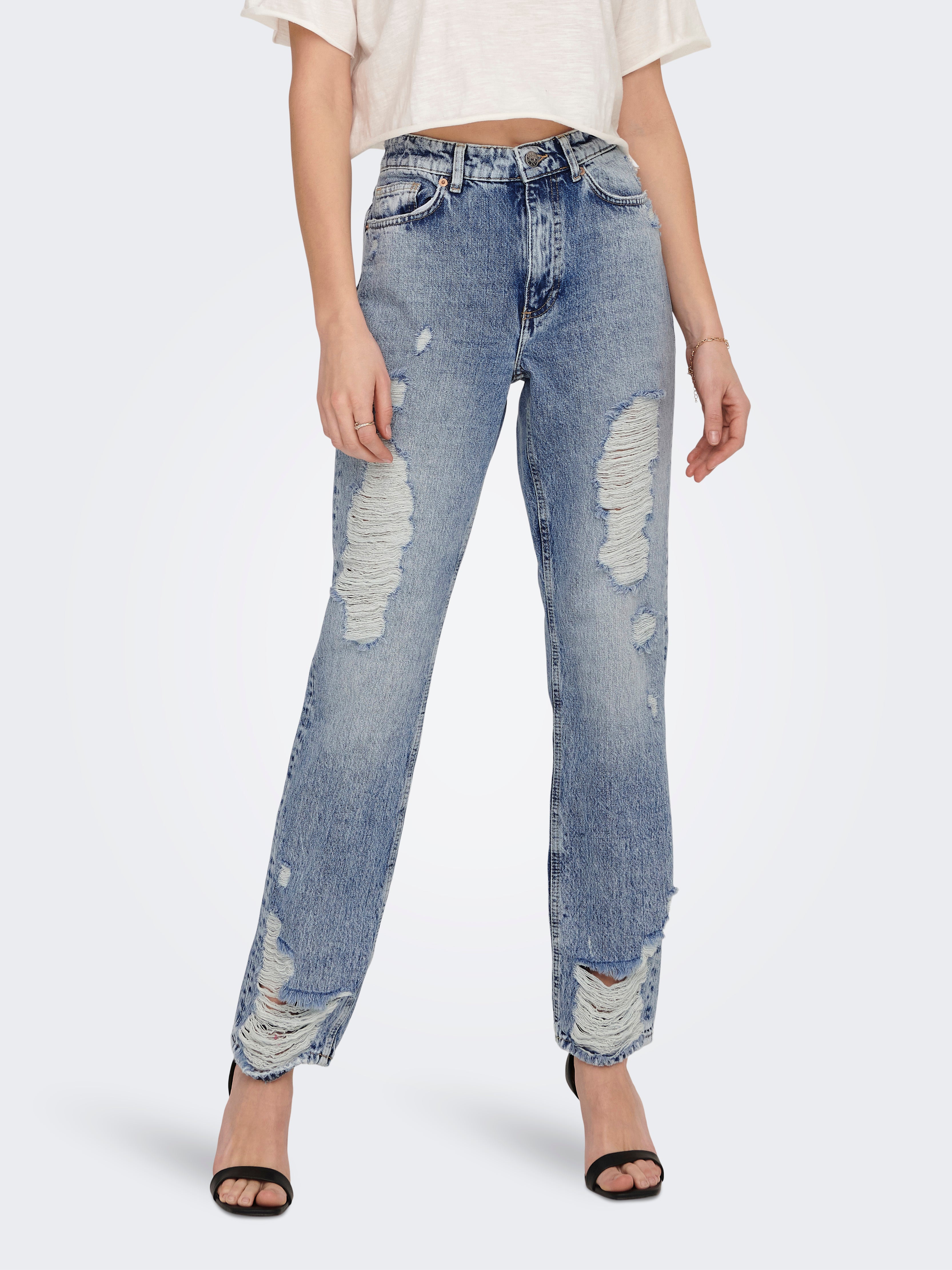 Onljoly Hohe Taille Gerade Geschnitten Jeans