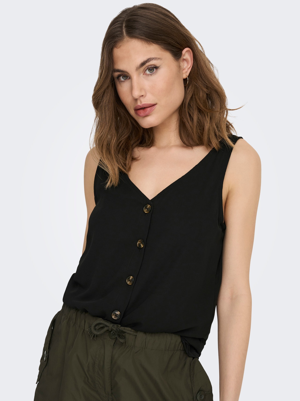 ONLY Button detailed Top -Black - 15269332