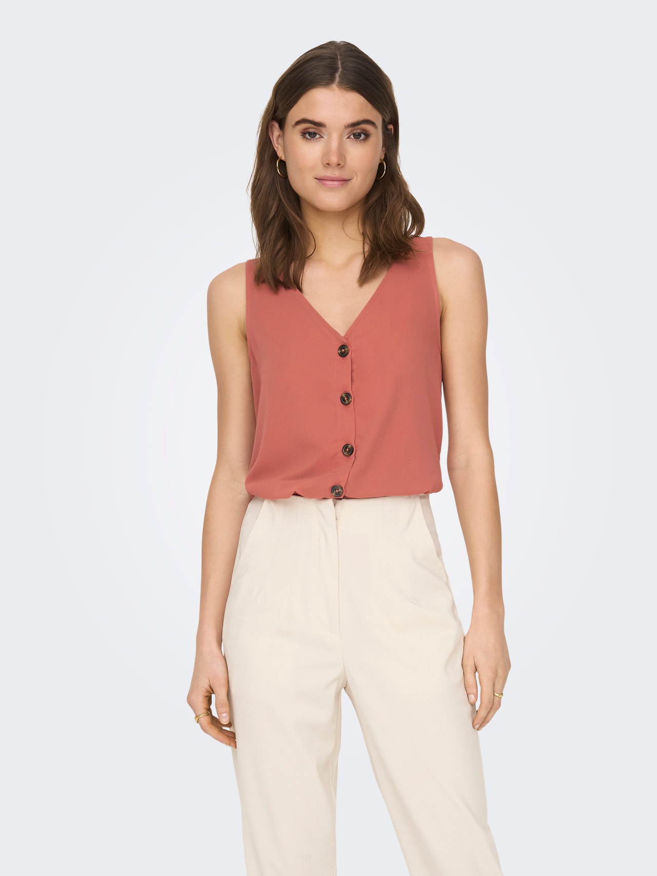 ONLY Button detailed Top -Canyon Rose - 15269332