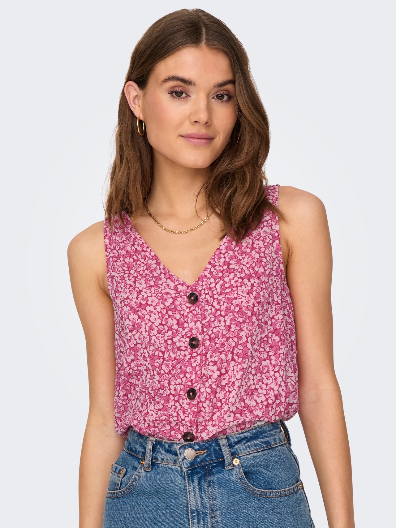 ONLY Boutonné Top -Very Berry - 15269332