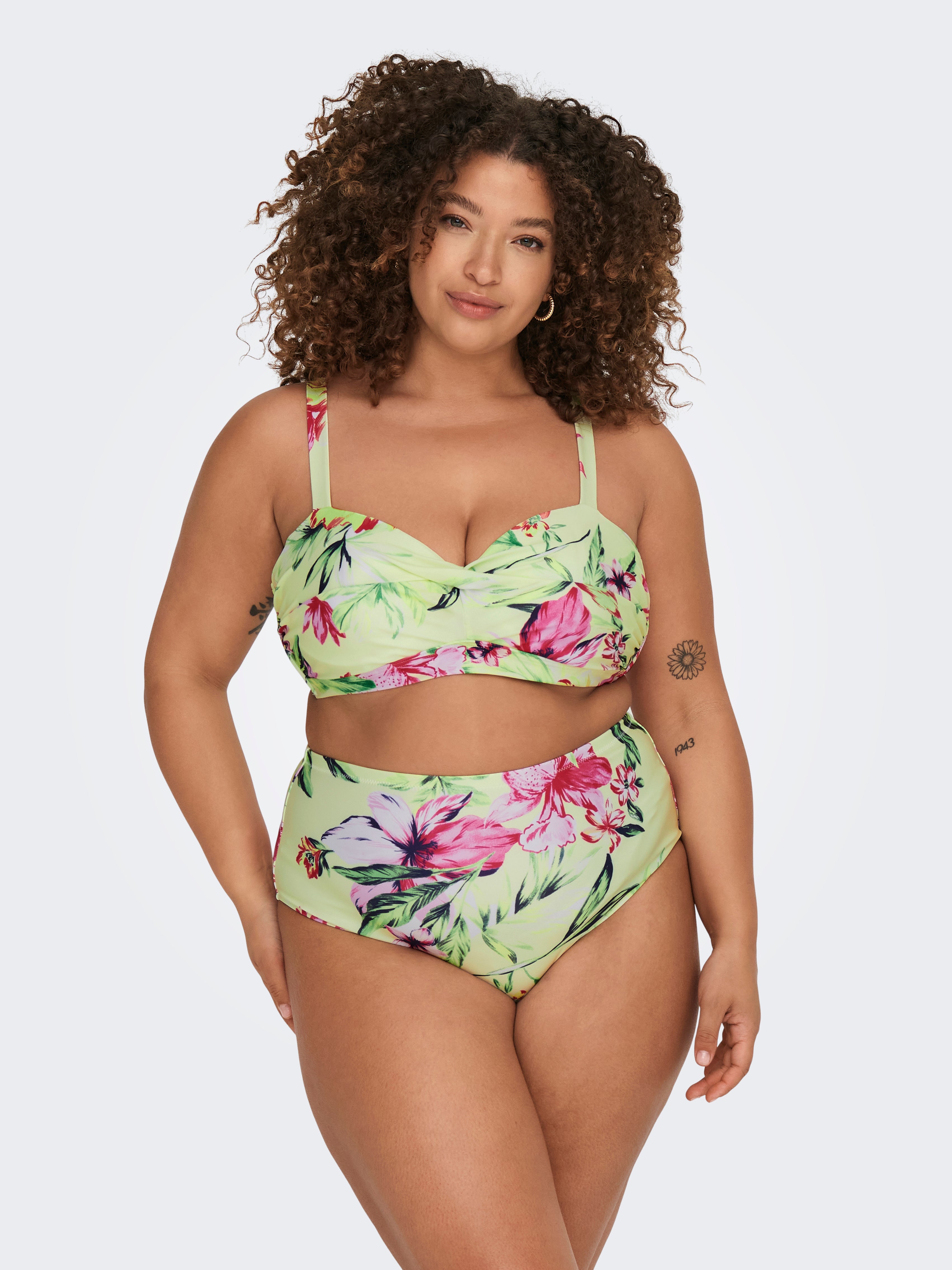 Curvy highwaisted Bikini Briefs Dark Green ONLY