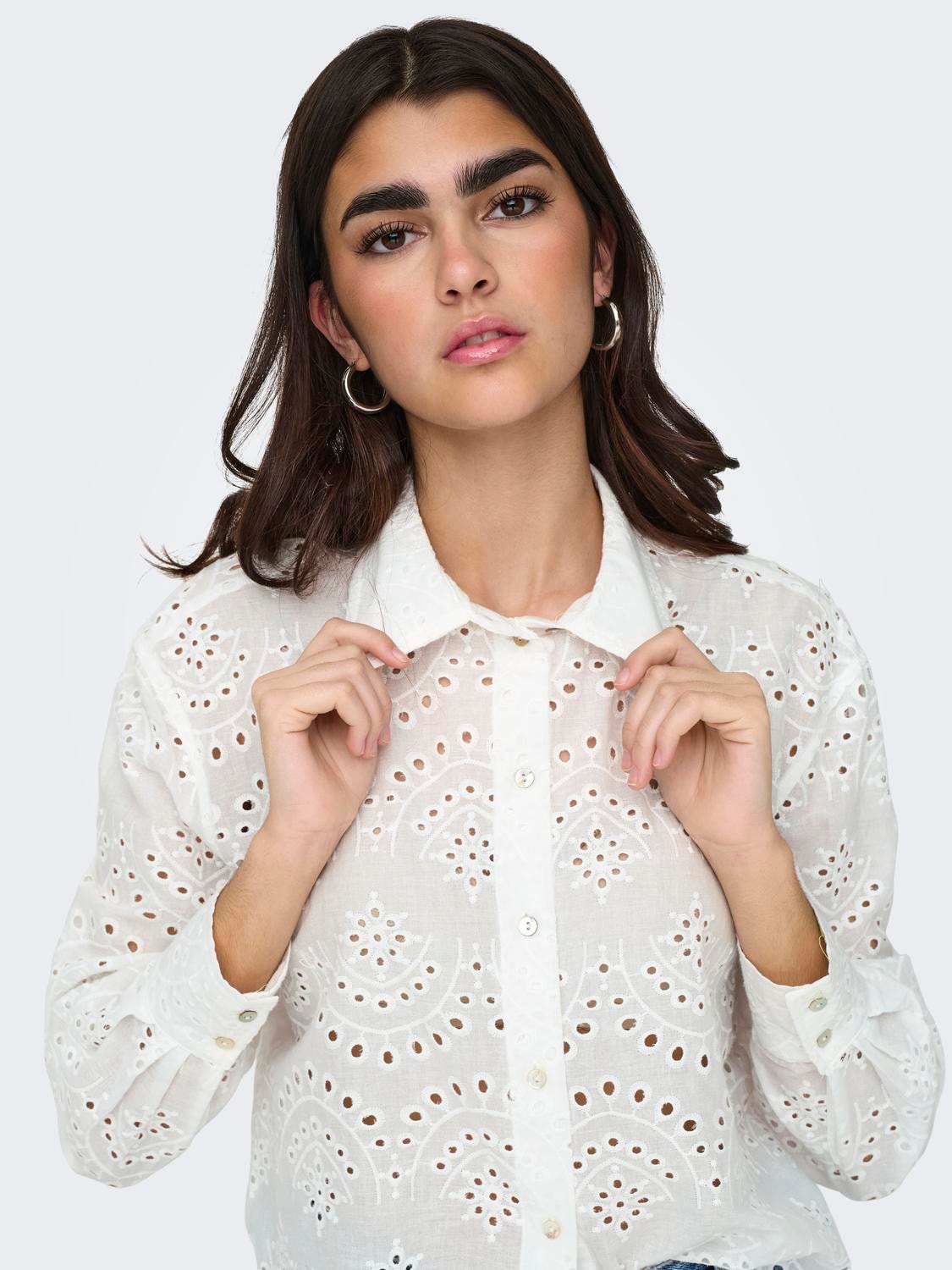 ONLY Loose Fit Shirt collar Buttoned cuffs Dropped shoulders Shirt -Cloud Dancer - 15269568
