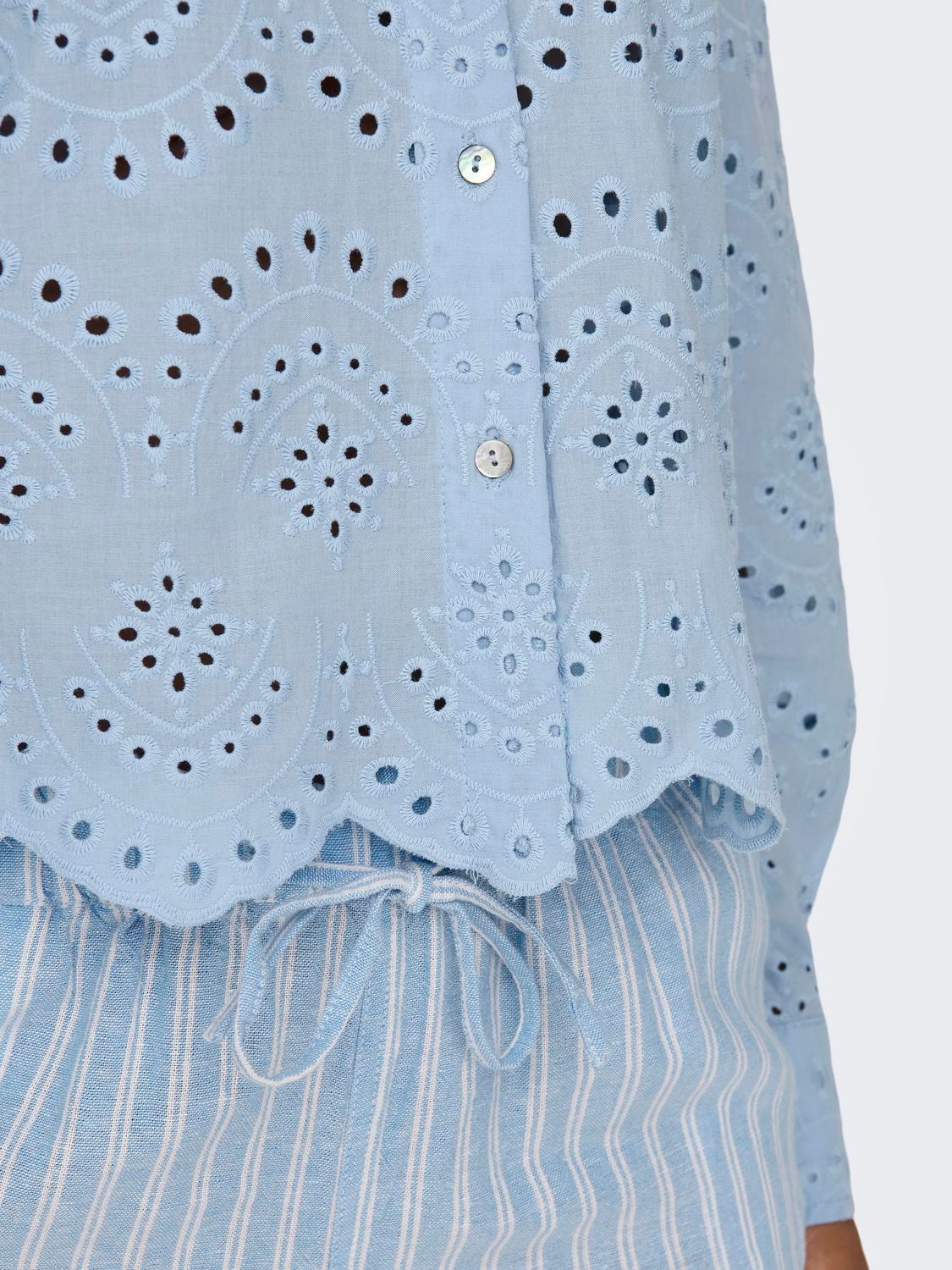 ONLY Locker geschnitten Hemdkragen Ärmelbündchen mit Knopf Tief angesetzte Schulter Hemd -Cashmere Blue - 15269568