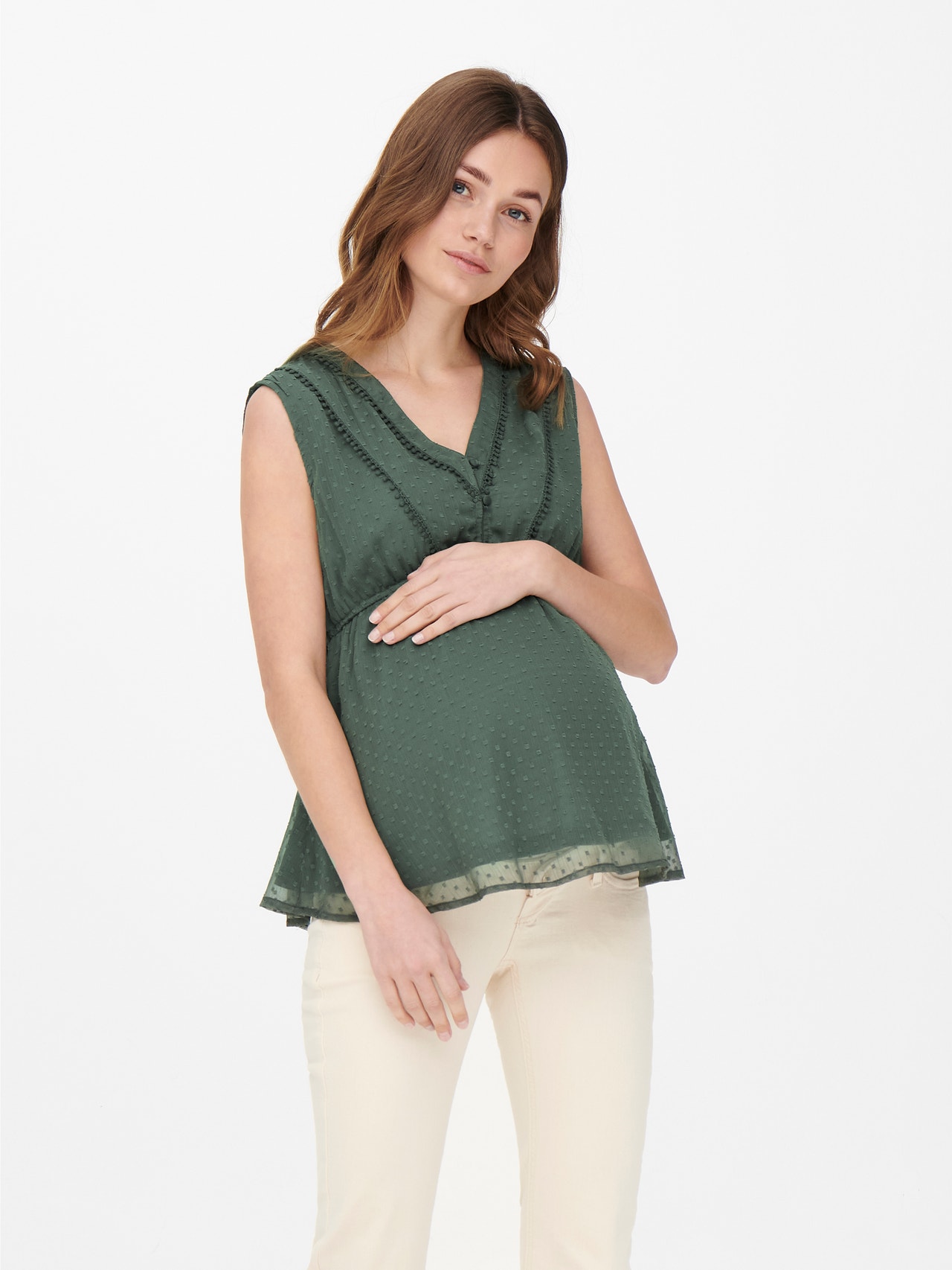 ONLY Mama mouwloos Top -Balsam Green - 15269631