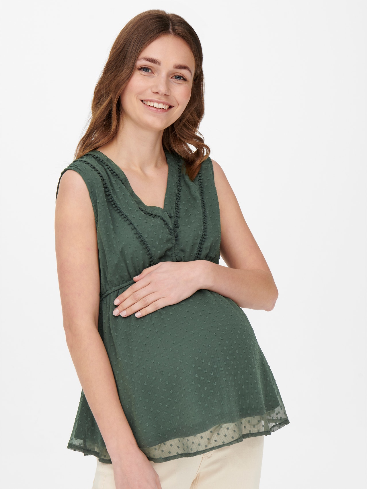 ONLY Mama mouwloos Top -Balsam Green - 15269631