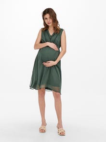ONLY Slim Fit V-Ausschnitt Langes Kleid -Balsam Green - 15269634