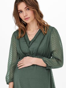 ONLY Slim Fit V-Ausschnitt Langes Kleid -Balsam Green - 15269638