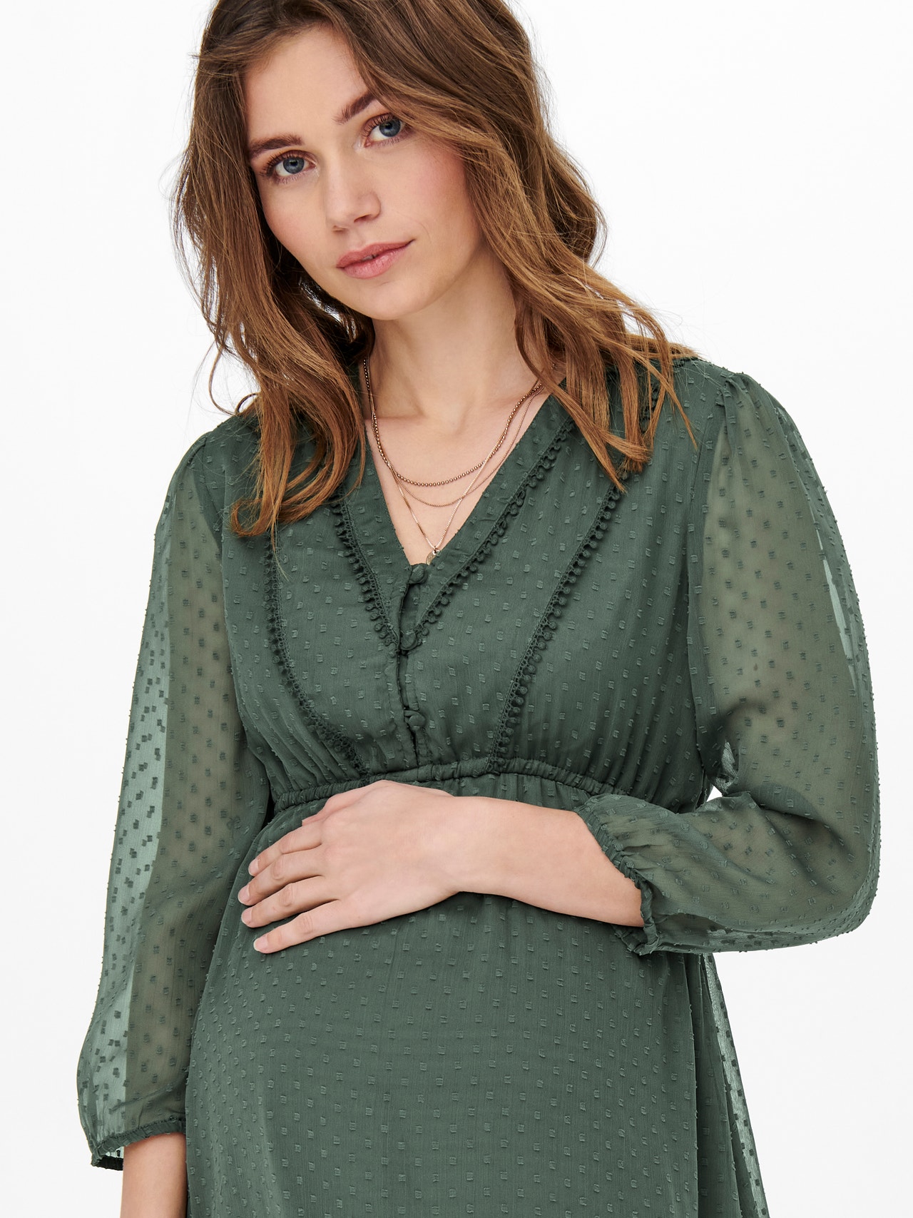 ONLY Slim Fit V-Neck Long dress -Balsam Green - 15269638
