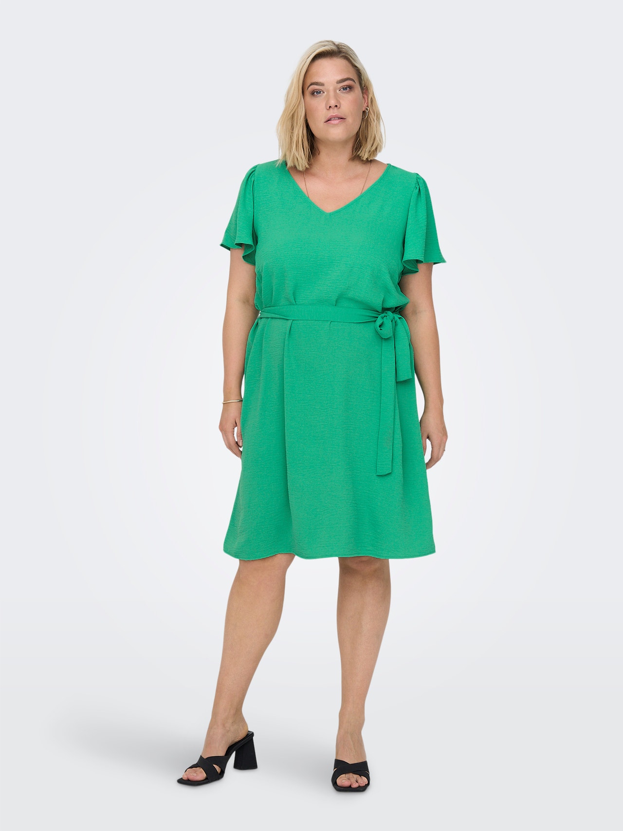ONLY Curvy Kortærmet kjole -Simply Green - 15269701