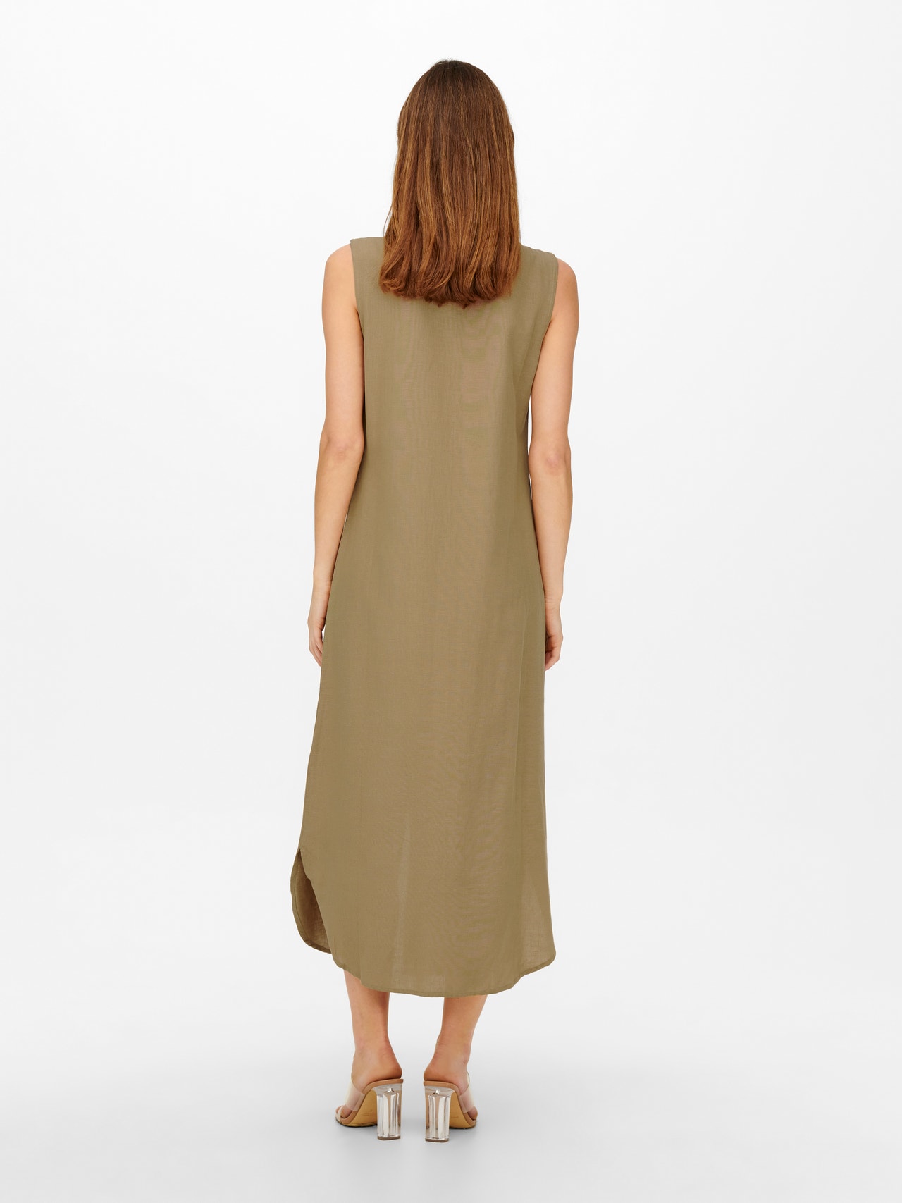 ONLY Long linen Shirt dress -Tannin - 15269921