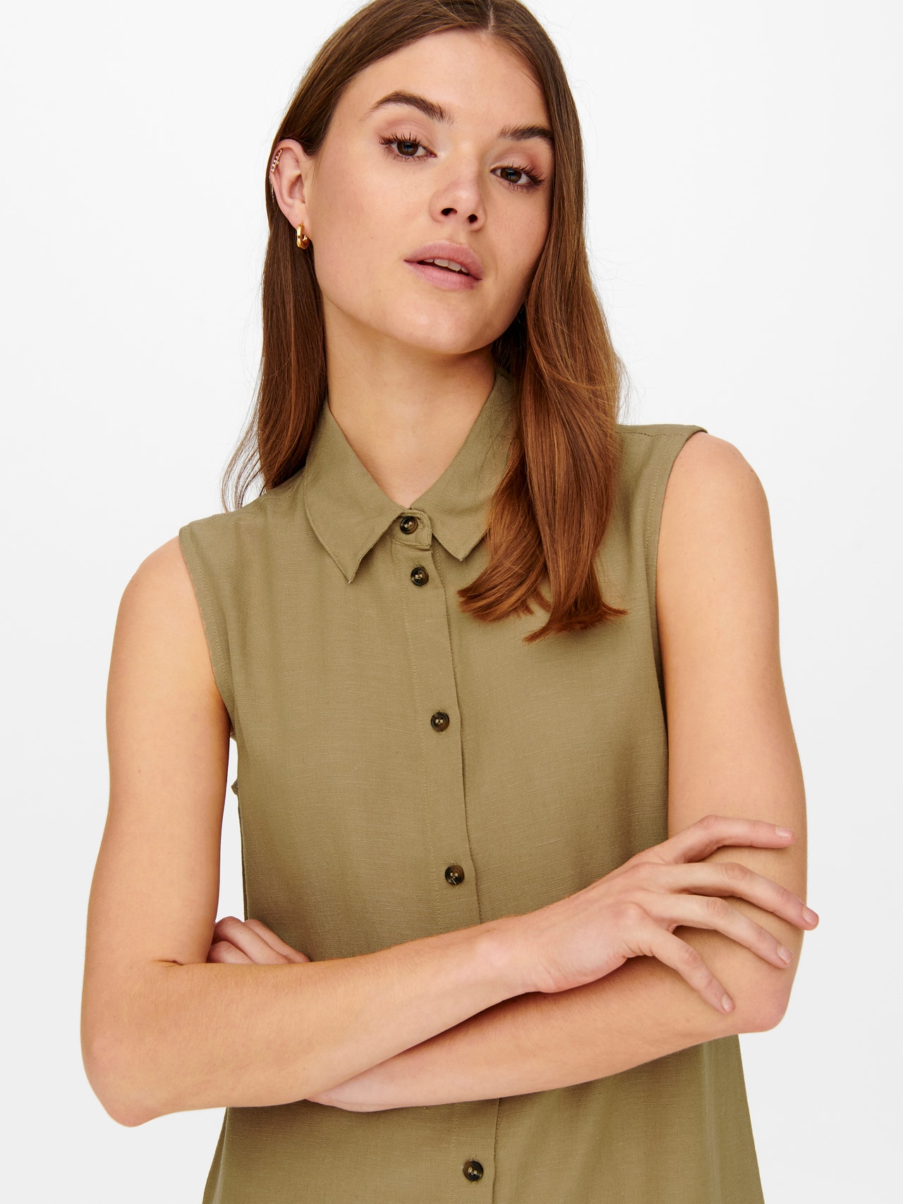 ONLY Regular fit Overhemd kraag Lange jurk -Tannin - 15269921
