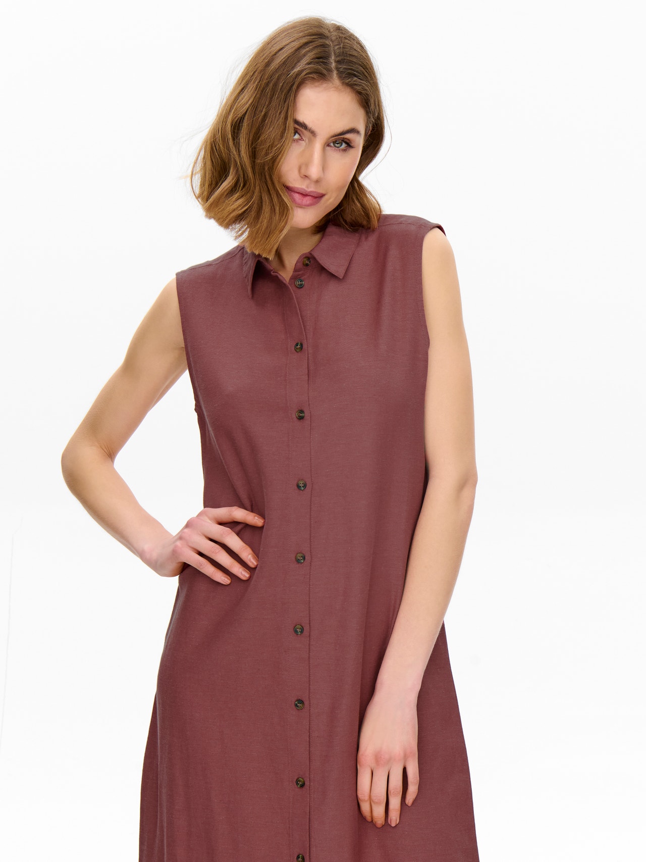 ONLY Lång linne Skjortklänning -Apple Butter - 15269921
