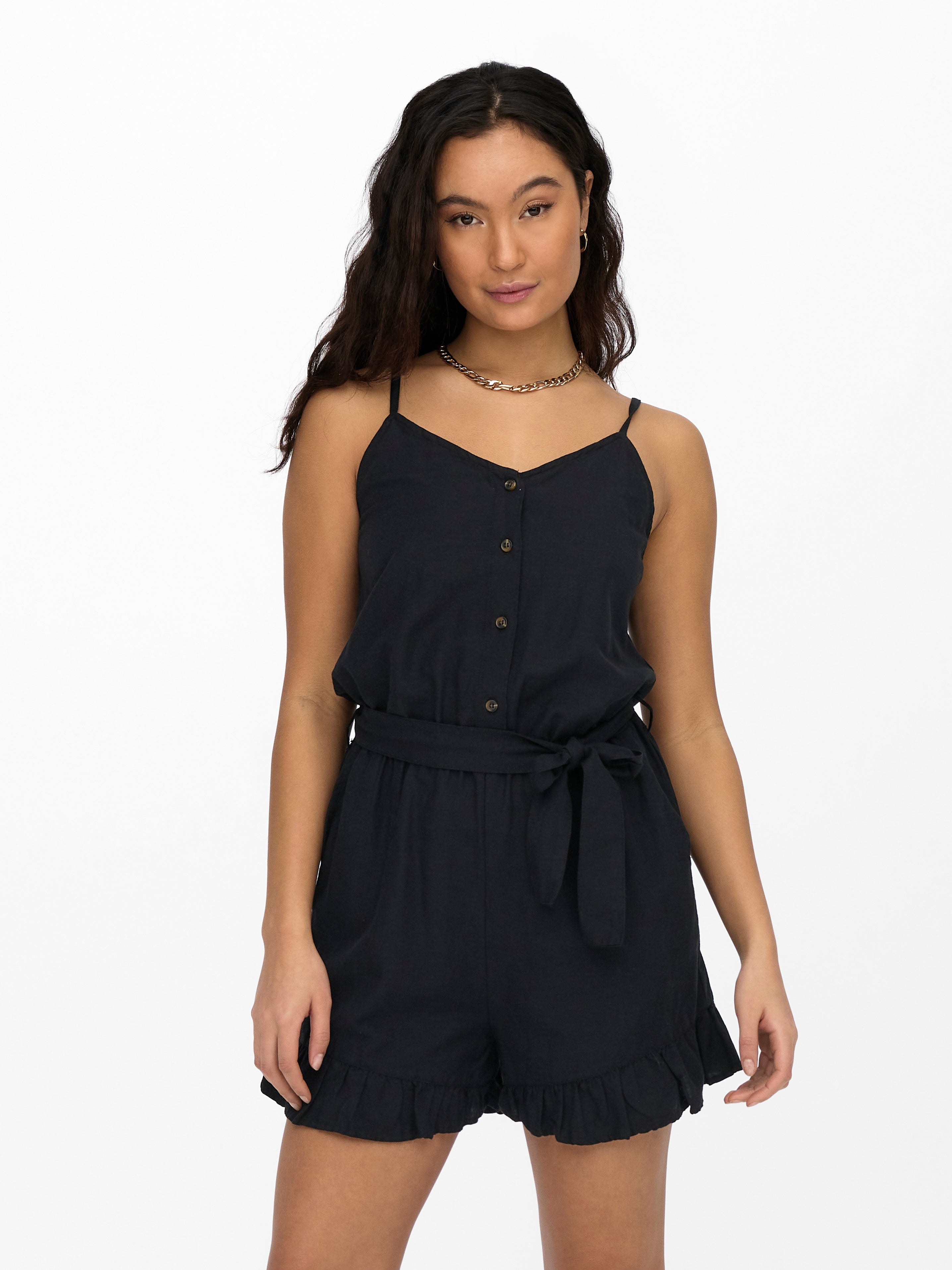 black plain playsuit