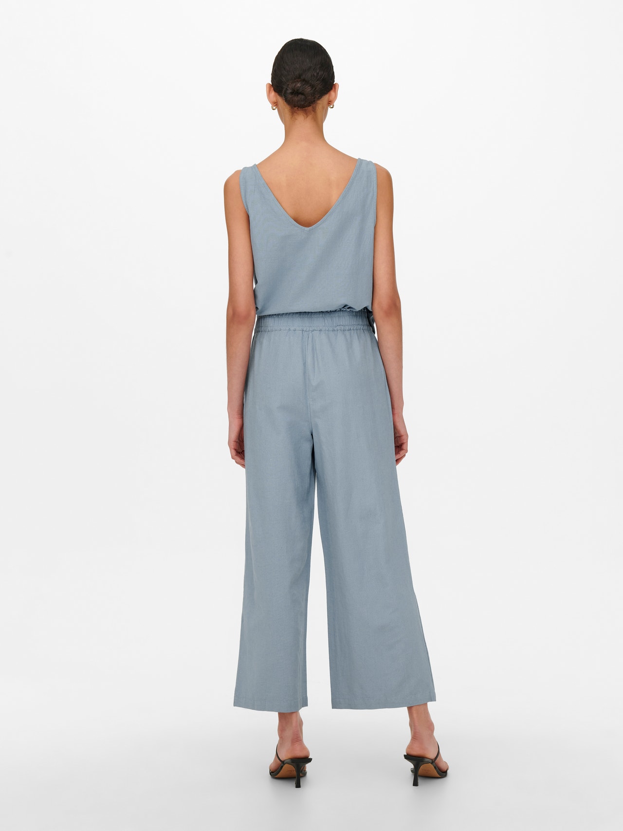 ONLY Linen ankle Trousers -Faded Denim - 15269925