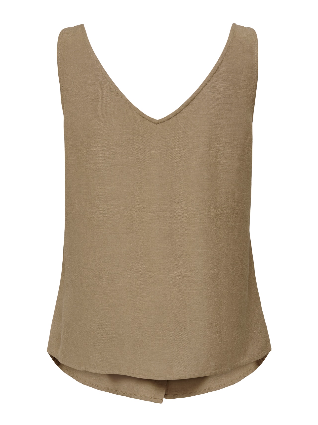 ONLY Short sleeved linen button Top -Tannin - 15269929