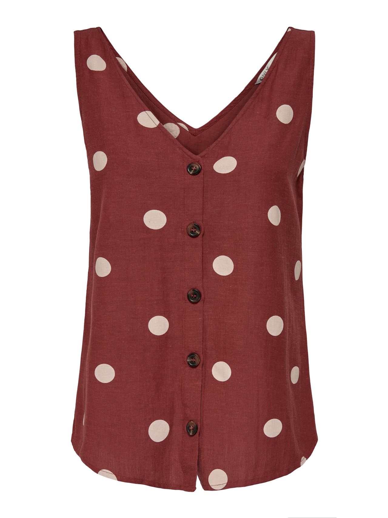 ONLY Short sleeved linen button Top -Henna - 15269929