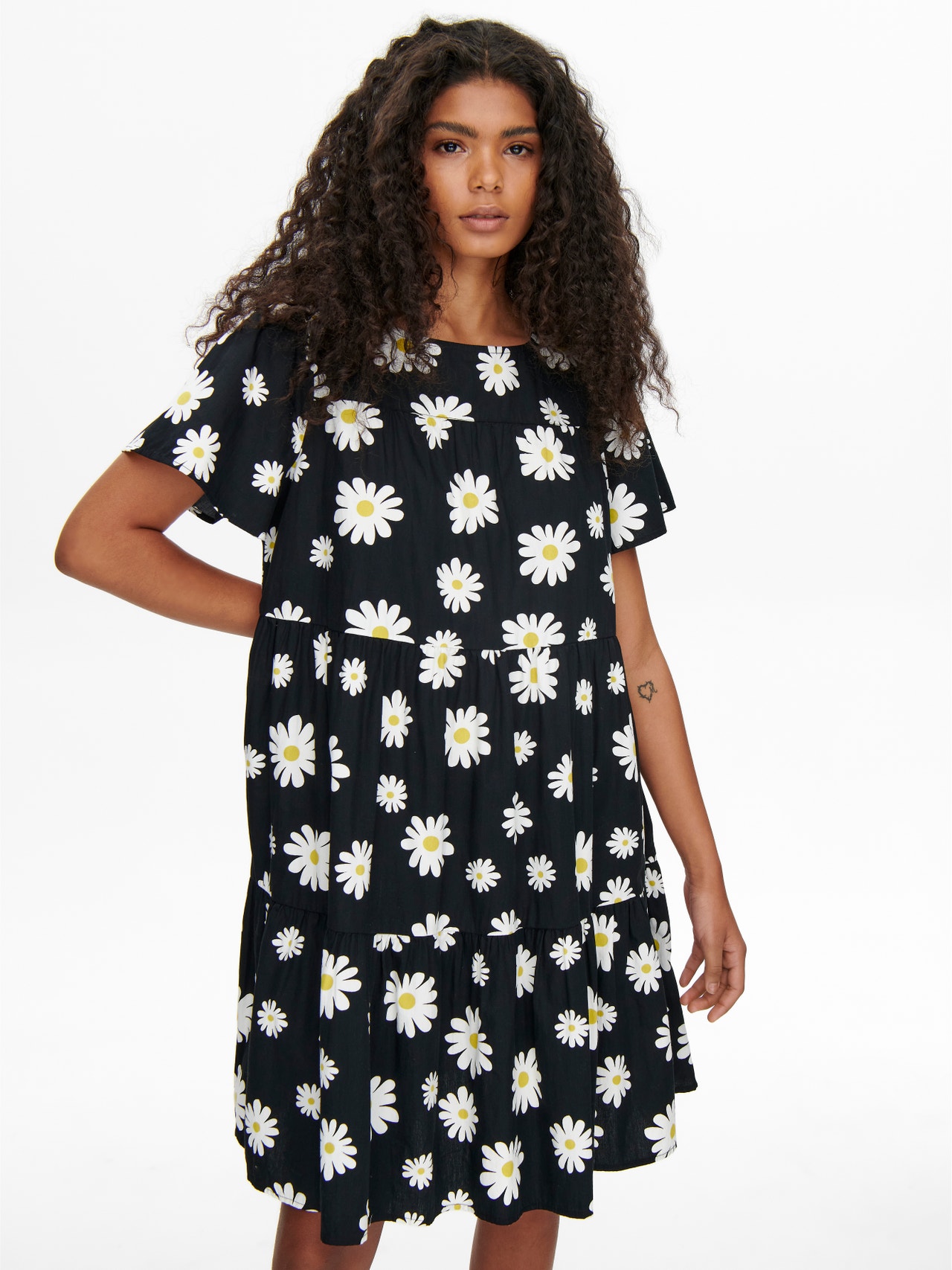 ONLY Print Kleid mit kurzen Ärmeln -Black - 15269960