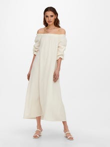 ONLY Regular Fit Off Shoulder Long dress -Tofu - 15269980
