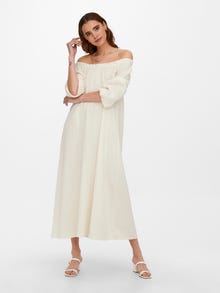 ONLY Regular Fit Off Shoulder Long dress -Tofu - 15269980