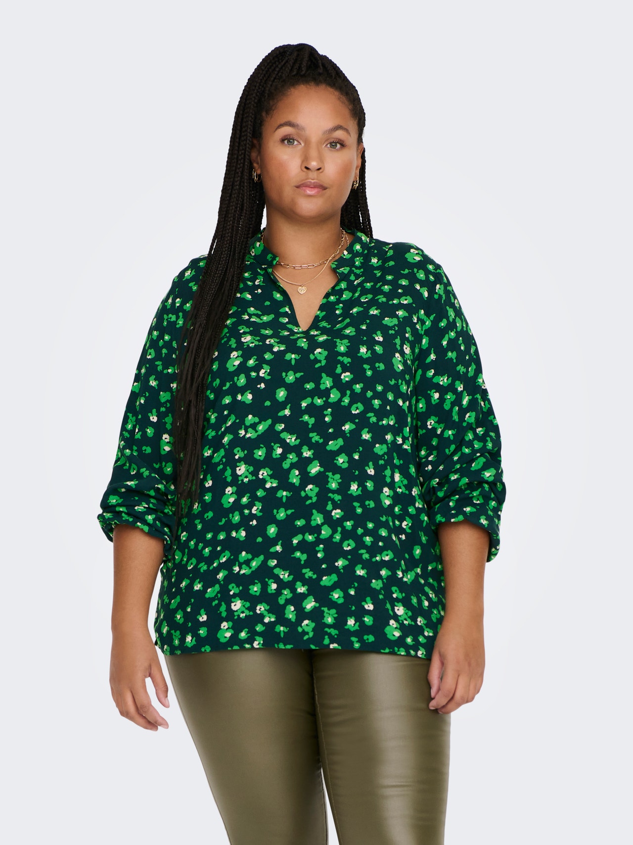 ONLY Curvy 3/4-Arm Bluse -Pine Grove - 15270110