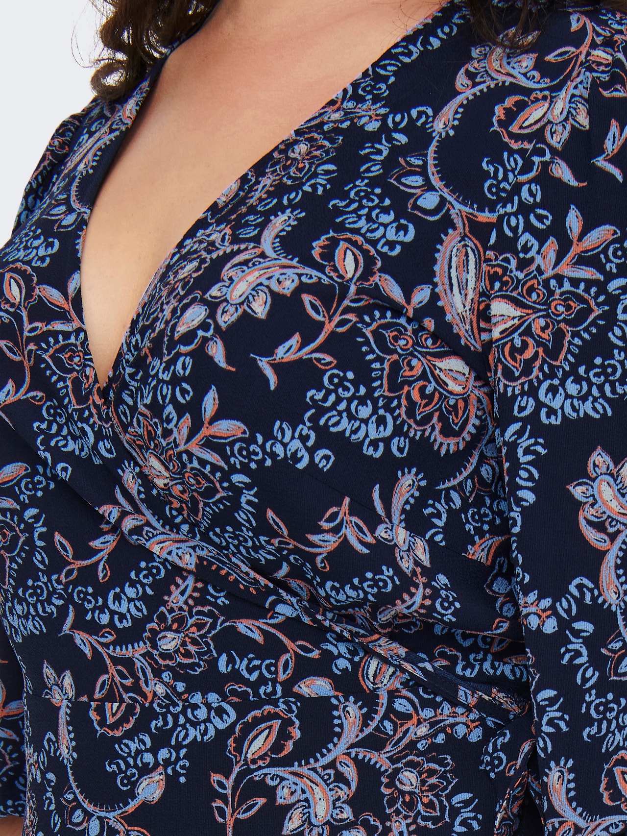 ONLY Curvy 3/4 sleeve Wrap dress -Maritime Blue - 15270422