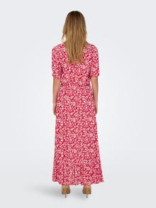 ONLY Regular fit O-hals Manchetten met elastiek Lange jurk -High Risk Red - 15270519