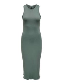 ONLY Normal geschnitten Rundhals Langes Kleid -Balsam Green - 15270619