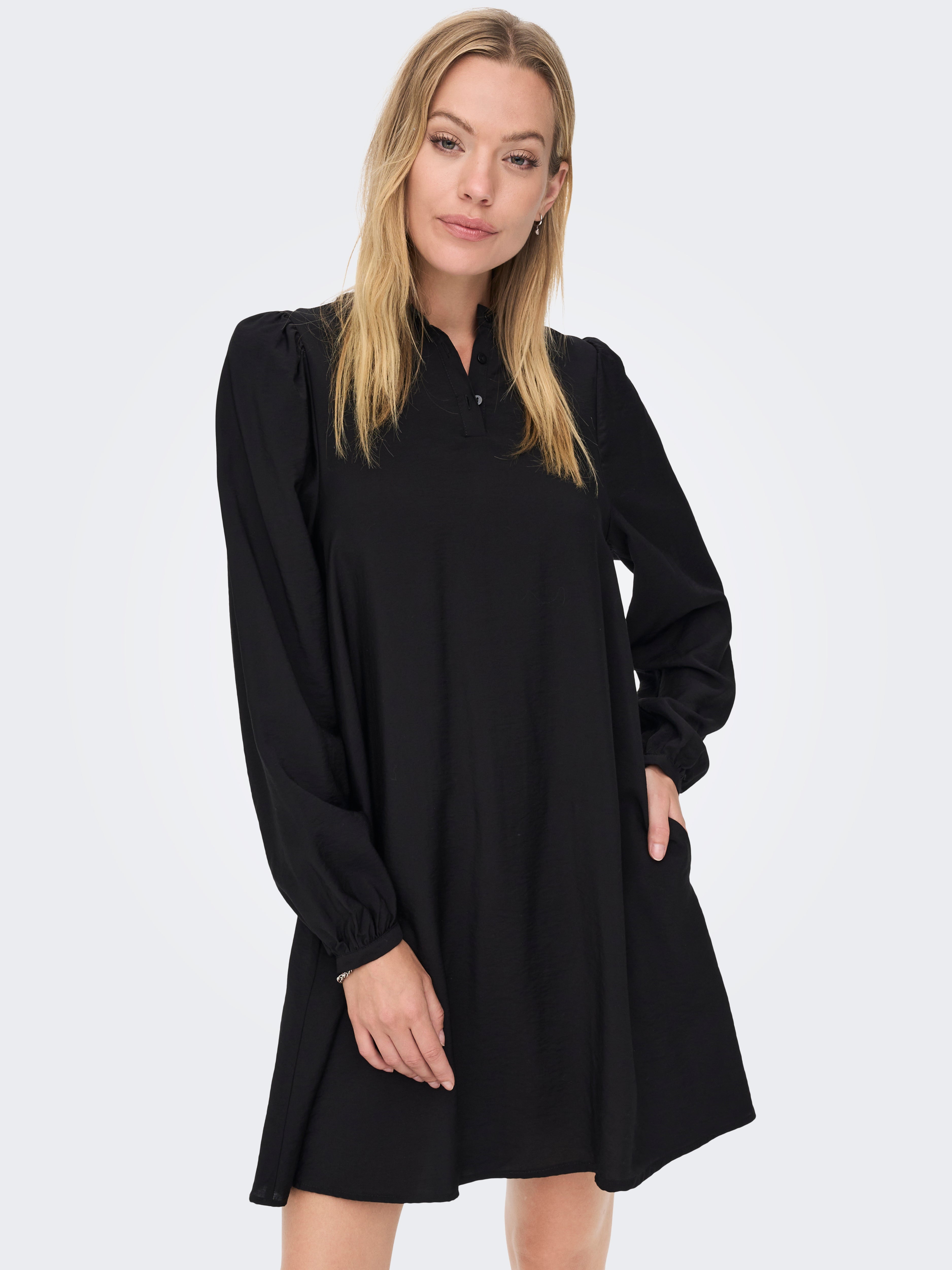 Long sleeve shop loose black dress