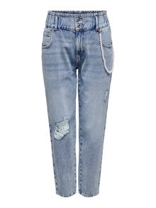 ONLY Karotte Hohe Taille Jeans -Light Blue Denim - 15270937