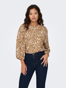 ONLY Tops Loose Fit Col rond Poignets smockés Manches ballons -Toasted Coconut - 15270946