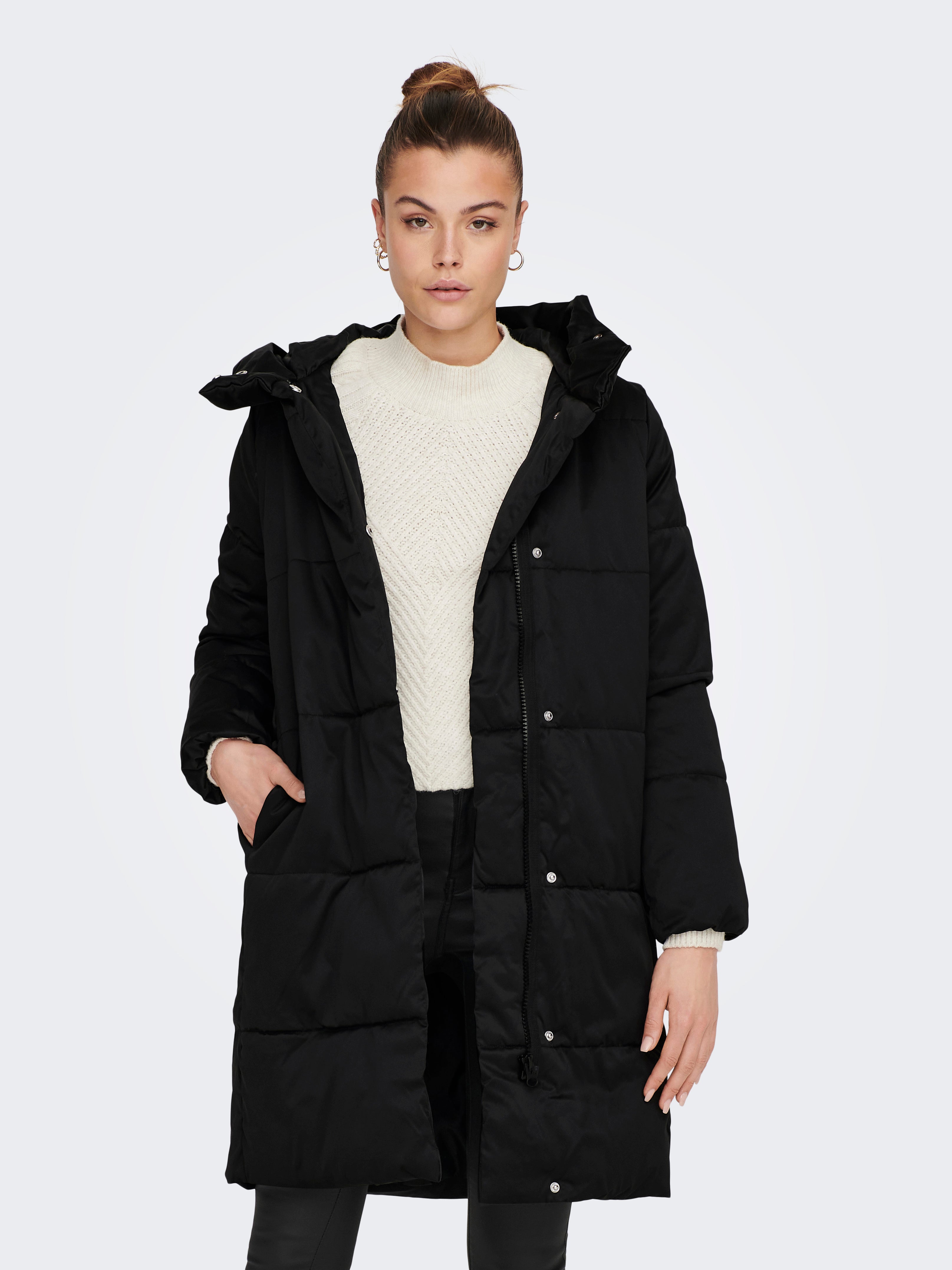 Langer gefütterter Jacke | Schwarz | ONLY®