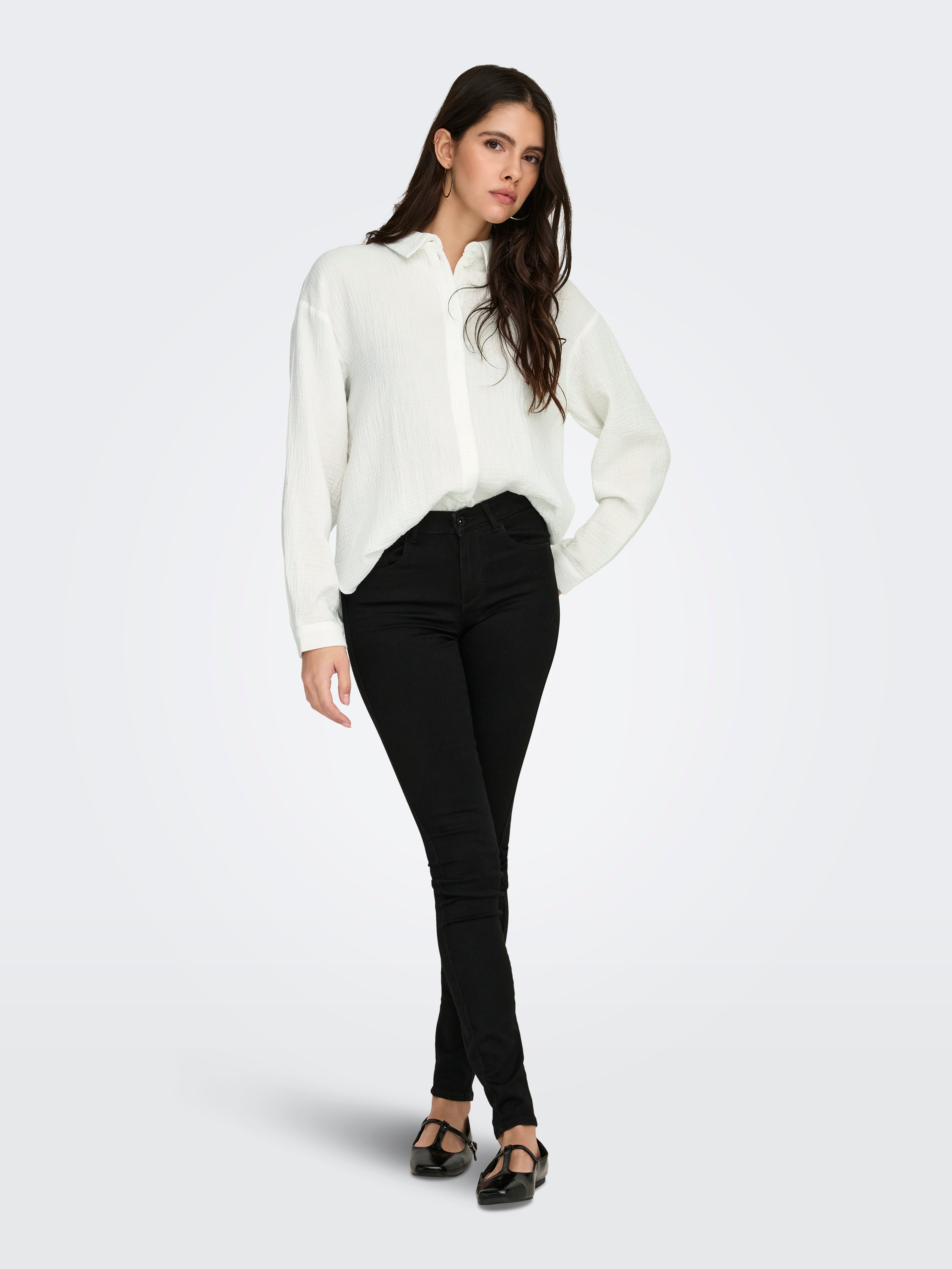 Chemisier Femme à Manches Longues ONLY Onlreba - Dentelle, Col Chemise, Poignets Boutonnés - Coupe Droite - Look élégant Décontracté