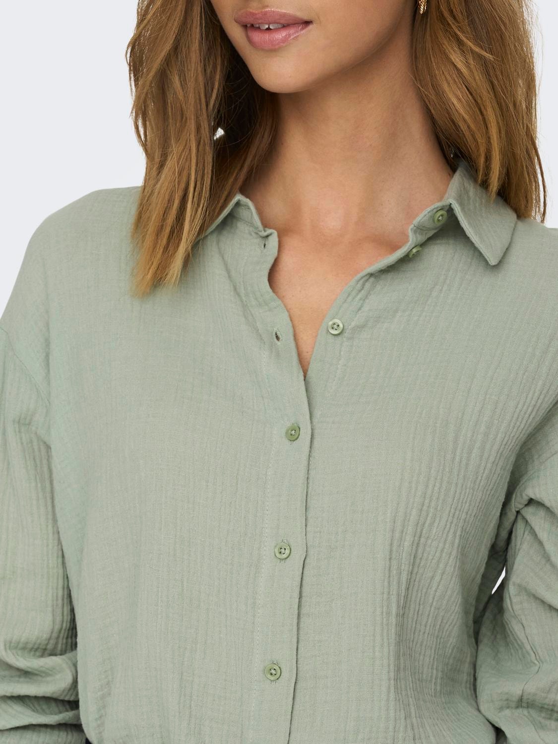 ONLY Normal passform Skjortkrage Manschetter med knappar Rymliga ärmar Skjorta -Desert Sage - 15271018