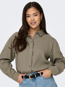 ONLY Regular Fit Shirt collar Buttoned cuffs Volume sleeves Shirt -Brindle - 15271018
